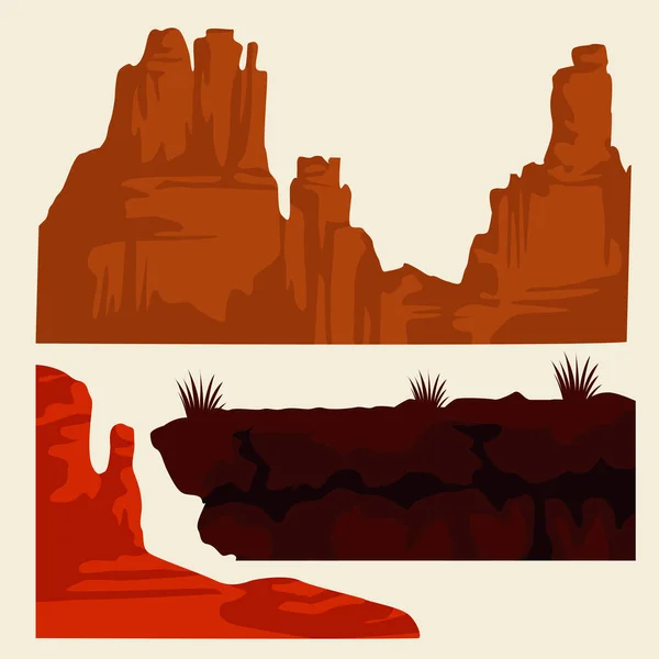 Set of desertic terrains icons — Stock Vector