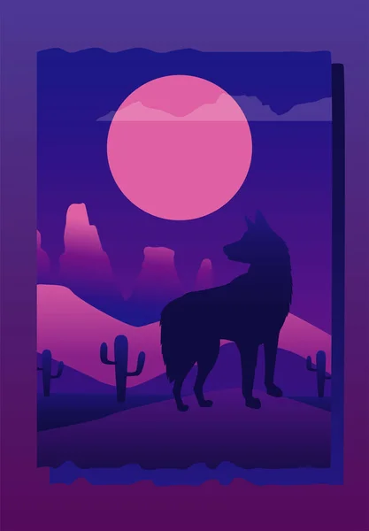 野生の西の砂漠の夜 — ストックベクタ