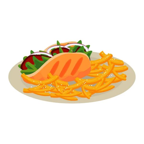 Taco z frytkami w potrawie fast food — Wektor stockowy