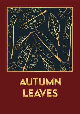 Sonbahar yaprakları, çerçevesinde altın yapraklar olan posterler.