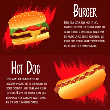 Hamburger ve sosisli menü şablonu çok lezzetli.