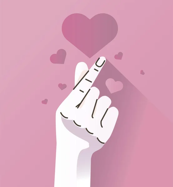 Χέρι ανθρώπινη εύκολη χειρονομία σύμβολο με τις καρδιές — Διανυσματικό Αρχείο