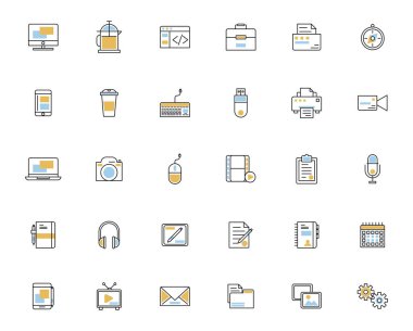 30 iş tekno set simgesinden oluşan paket