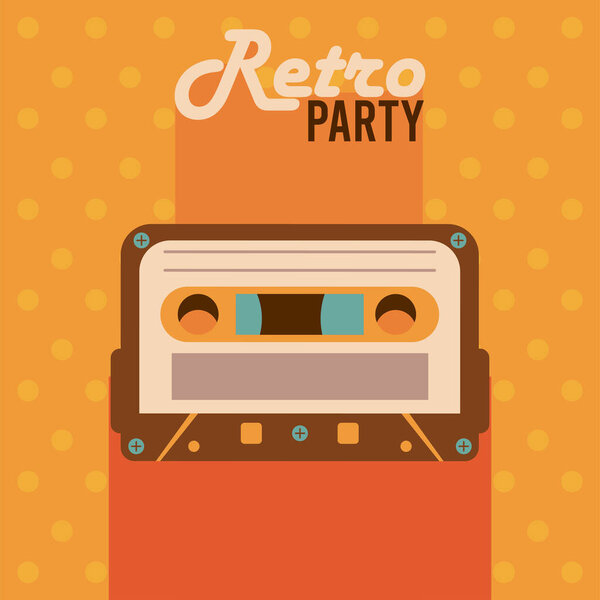 retro party lettering poster with cassette
