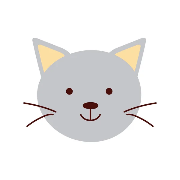 Lindo gato poco animal cabeza carácter — Vector de stock