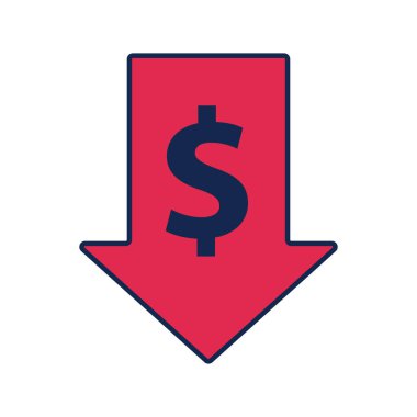 Dolar para sembollü ok düz biçim simgesi