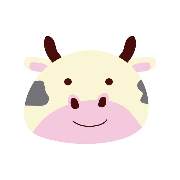 Χαριτωμένο αγελάδα μικρό ζώο κεφάλι χαρακτήρα — Διανυσματικό Αρχείο