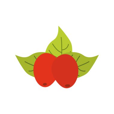 yeşil yapraklar ve kırmızı tohum simgeleri