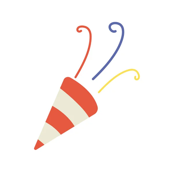 Happy birthday cornet oslava plochý styl ikona — Stockový vektor