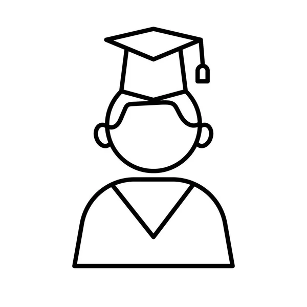 Szakma diplomás munkás avatar vonal stílus ikon — Stock Vector