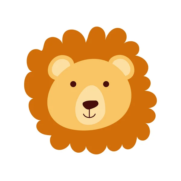 Roztomilý lev malá zvířecí hlava charakter — Stockový vektor