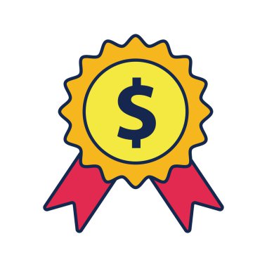 Dolar para sembollü mühür düz biçim simgesi