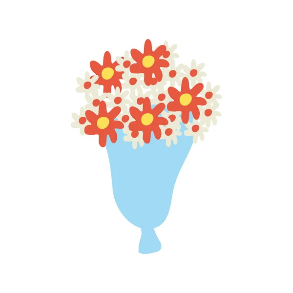 喜庆生日的花朵桶庆祝扁平的图标 — 图库矢量图片