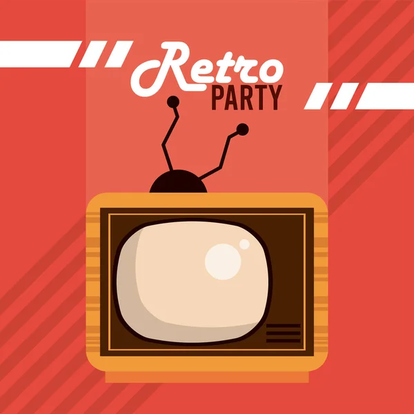 Ретро вечірка плакат з телевізором — стоковий вектор