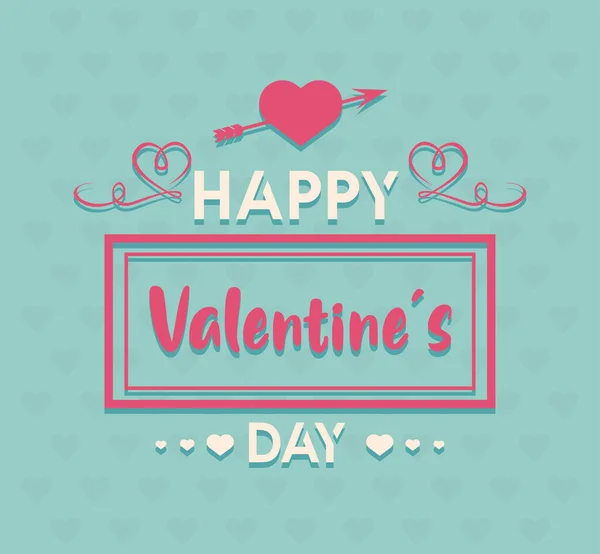 Tarjeta de felicitación feliz día de San Valentín con corazón y flecha — Vector de stock