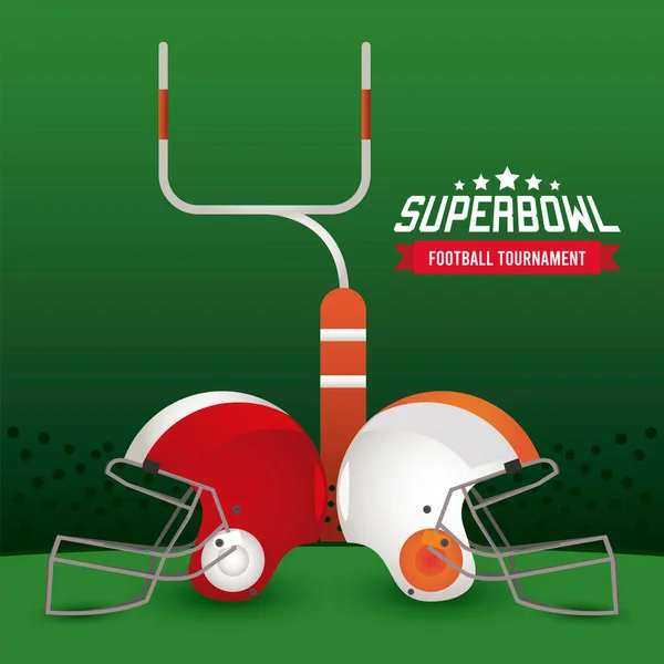 Super Bowl Championship Schriftzug auf Poster mit Helmen und Bogen — Stockvektor