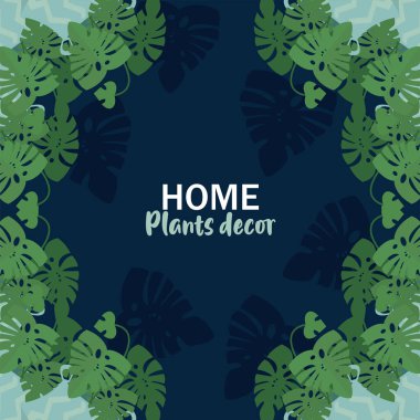 Yaprak çerçeveli ev bitkileri dekor harfleri