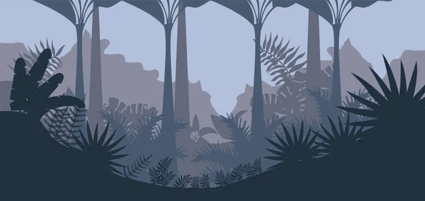 Džungle divoká příroda šedá krajina scéna — Stockový vektor