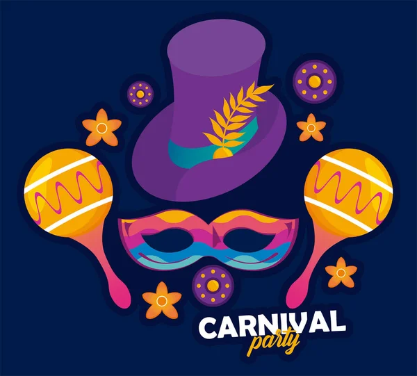 Карнавальный праздник Марди Гра с маракасами и тофатом — стоковый вектор