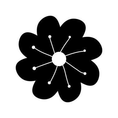 Çin çiçek stili siluet simgesi
