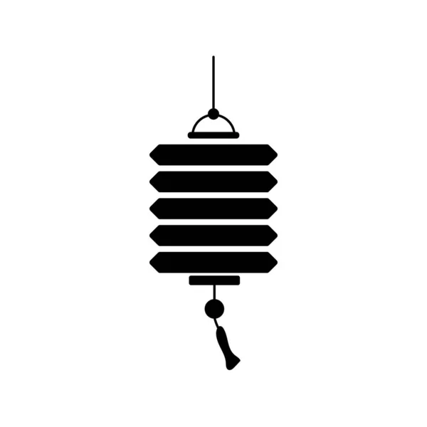 Lámpara china silueta colgante icono de estilo — Vector de stock