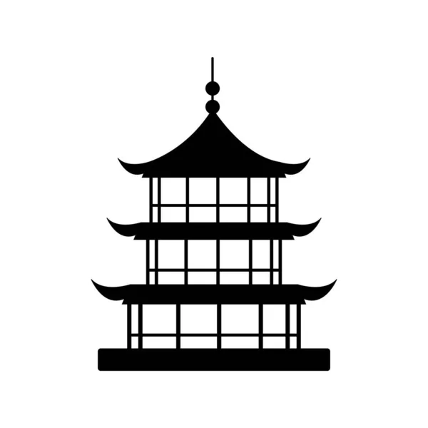 Chiński zamek sylwetka styl ikona — Wektor stockowy