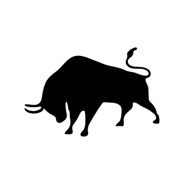 Figura de silueta animal de buey estilo — Vector de stock