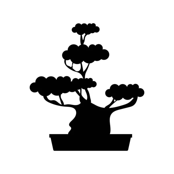 Bonsai árvore silhueta estilo ícone — Vetor de Stock