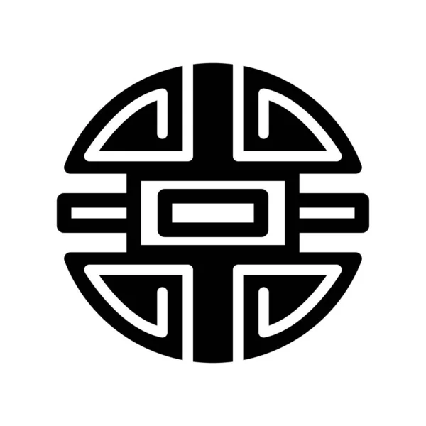 Chinesische runde Siegelsilhouette Stilikone — Stockvektor