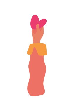 İnsan eli kaldıran kalp çizilmiş stil