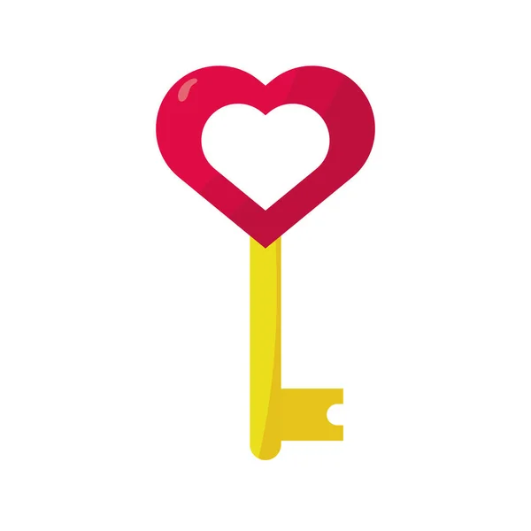 Corazón amor llave puerta San Valentín icono del día — Vector de stock