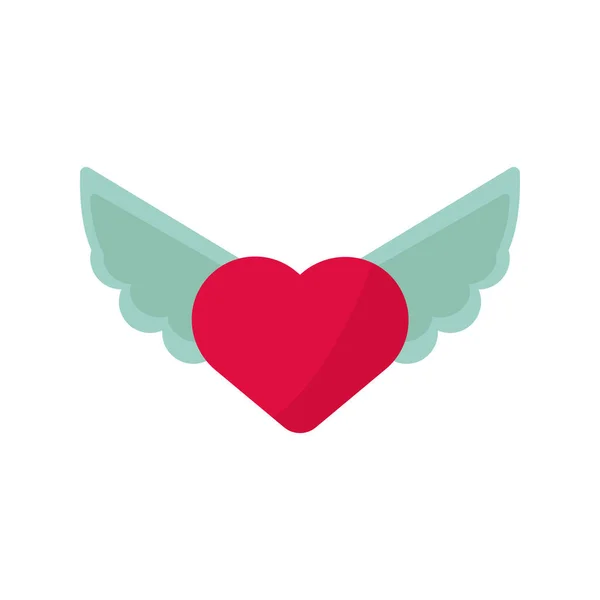 翼を持つハートの愛バレンタインデーのアイコン — ストックベクタ