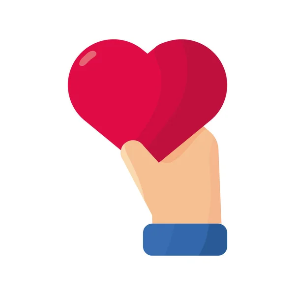 Mano con corazón amor día de San Valentín icono — Vector de stock