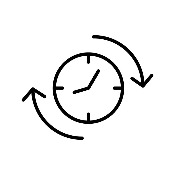 시간 시계 방향 화살표 라인 스타일 아이콘으로 시계 — 스톡 벡터