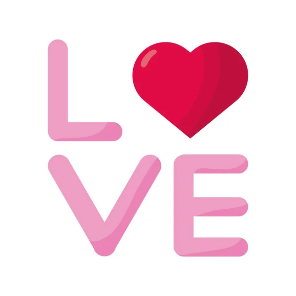 Palavra de amor com coração dia dos namorados ícone — Vetor de Stock