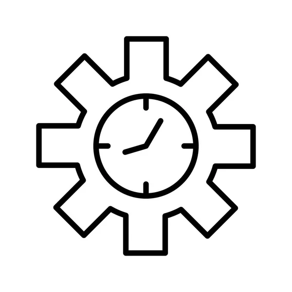 Reloj de tiempo reloj en línea de engranajes icono de estilo — Vector de stock