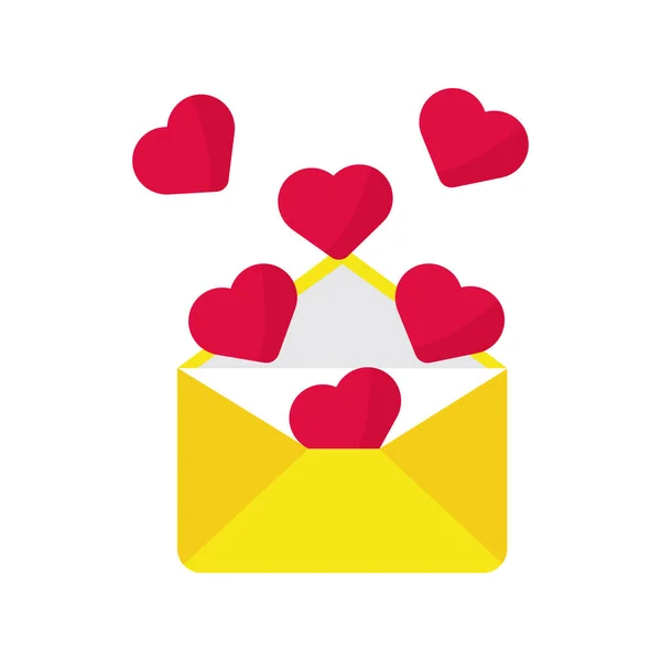 Сердца любовь в конверте Валентина день иконы — стоковый вектор