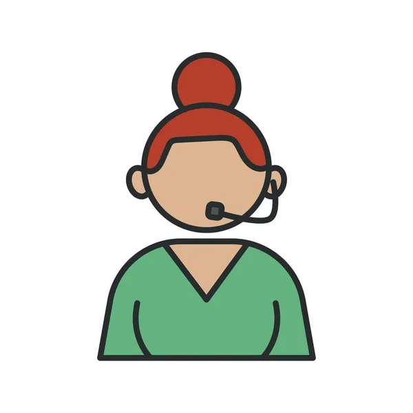 Professione receptionist lavoratore avatar riempire l'icona di stile — Vettoriale Stock