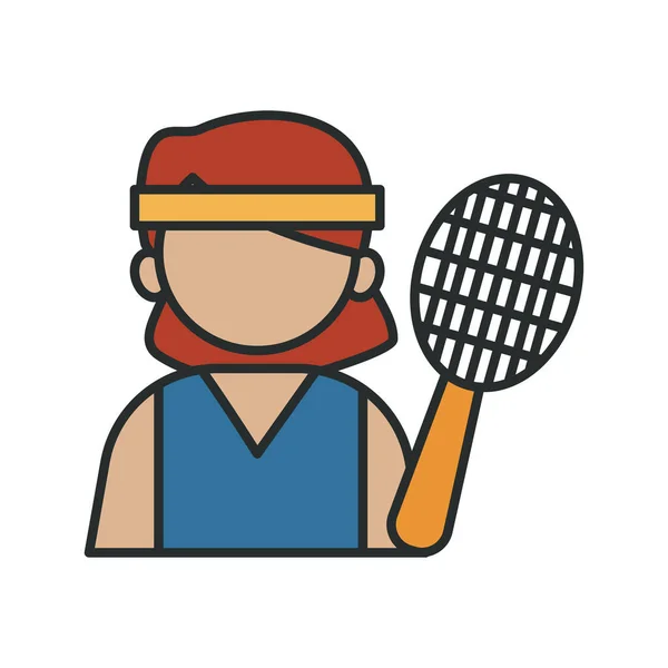 Tennis player profession worker avatar fill style icon — Stock Vector