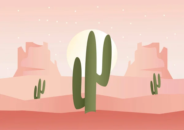 Suchy pustynny zachód słońca aventure podróżować krajobraz scena — Wektor stockowy