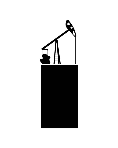 Refinería de petróleo máquina de perforación silueta — Vector de stock