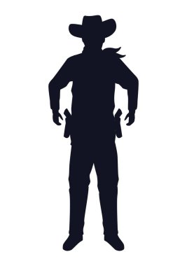 Kovboy figürü silueti ayakta duran karakter