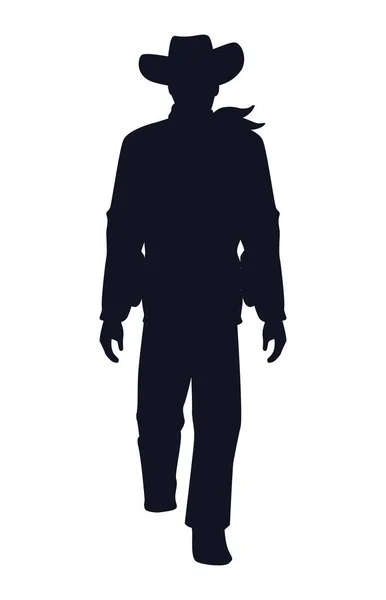 Cowboy Figur Silhouette Walking Charakter — Stockvektor