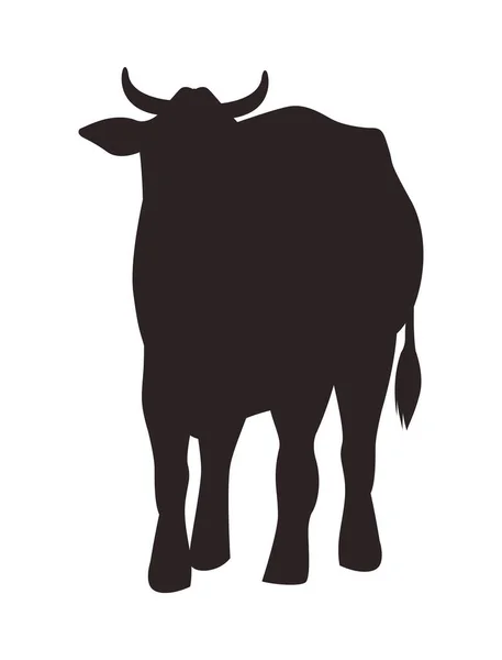 Vaca animal granja silueta figura icono — Vector de stock