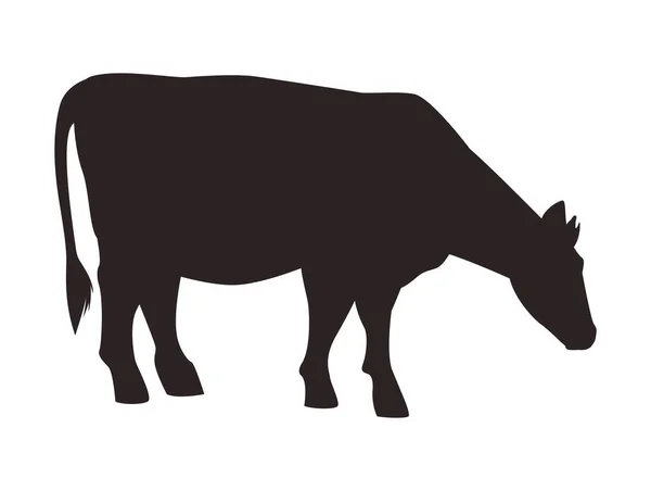 Cow animal farm silhouette figure isolated icon — Stock Vector