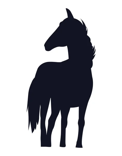 Άλογο μαύρο ζώο σιλουέτα εικονίδιο — Διανυσματικό Αρχείο