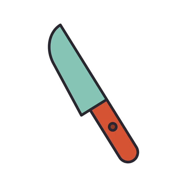 Couteau ligne de couverts de cuisine et icône de style de couleurs — Image vectorielle