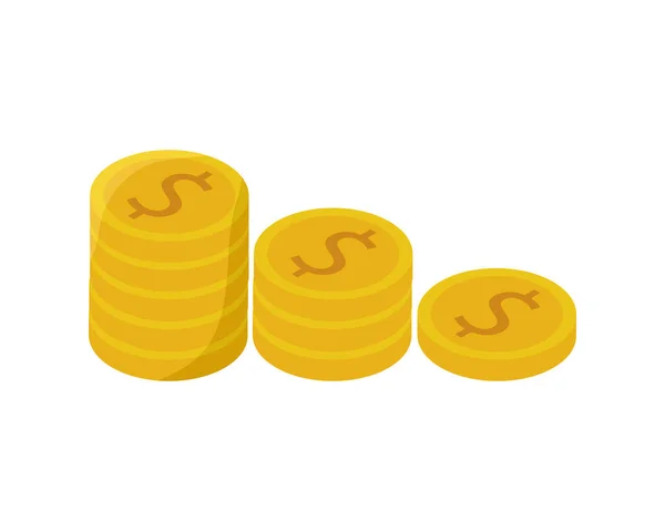 Uppsättning högen mynt pengar dollar finansiella ikoner — Stock vektor