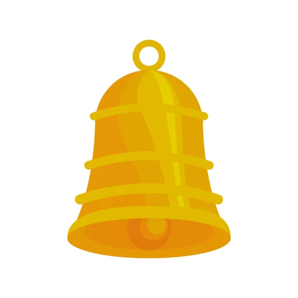 Feliz Feliz Navidad icono de la campana de oro — Vector de stock