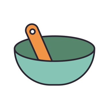 Köri mutfağı çatal bıçak hattı ve renk simgesi olan tava